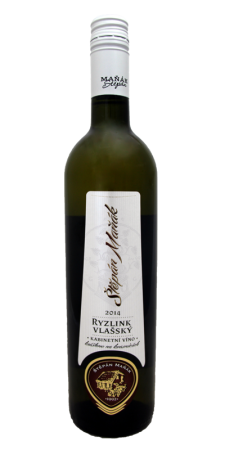 Fľaša vína Ryzlink vlašský 2014, kabinetné víno (polosuché)