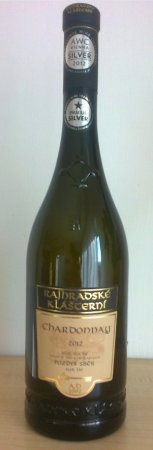 Fľaša vína Chardonnay 2012, pozdný sber (suché)