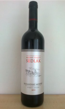 Fľaša vína Rulandské modré 2012, výber z hrozna (suché)