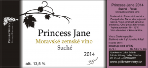 Fľaša vína Princess Jane 2014, zemské víno (suché)