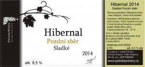 Fľaša vína Hibernal 2014, pozdný sber (sladké)