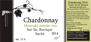 Fľaša vína Chardonnay Sur-lie, Barrique 2014, zemské víno (suché)