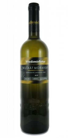 Fľaša vína Muškát moravský 2014, akostné víno (suché)