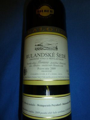 Fľaša vína Rulandské šedé 2009, pozdný sber (polosuché)