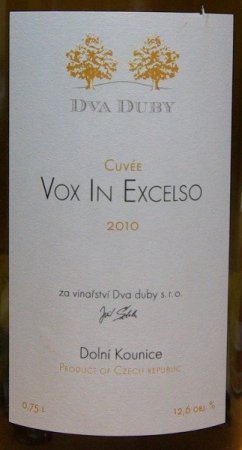 Fľaša vína Vox In Excelso 2010, zemské víno (suché)