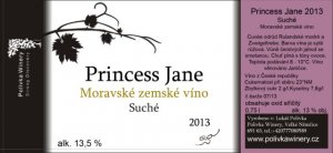 Fľaša vína Princess Jane 2013, zemské víno (suché)