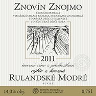 Fľaša vína Rulandské modré 2011, výber z hrozna (suché)