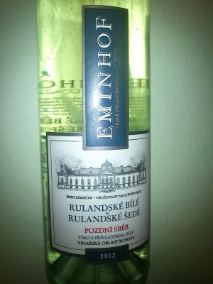 Fľaša vína Eminhof Rulandské bílé & Rulandské šedé 2012, pozdný sber (polosuché)