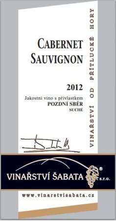 Fľaša vína Cabernet Sauvignon 2012, pozdný sber (suché)