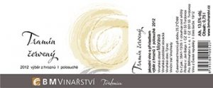 Fľaša vína Tramín červený 2012, výber z hrozna (polosuché)