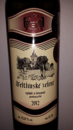Fľaša vína Veltlínské zelené 2012, výber z hrozna (polosuché)