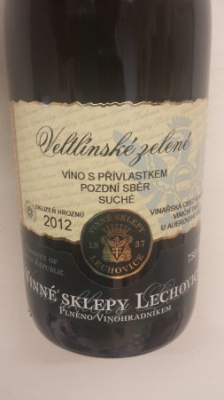 Fľaša vína Veltlínské zelené 2012, pozdný sber (suché)