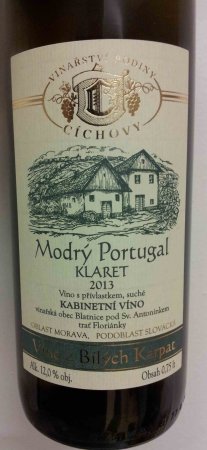 Fľaša vína Modrý Portugal klaret 2013, kabinetné víno (suché)