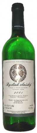 Fľaša vína Ryzlink vlašský (Železná) 2001, pozdný sber (suché)