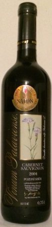 Fľaša vína Cabernet Sauvignon 2004, pozdný sber (suché)
