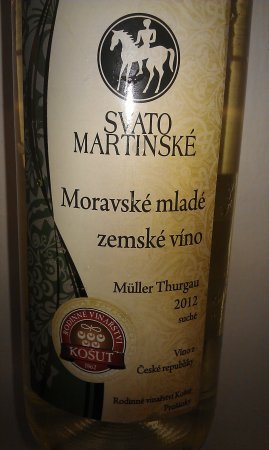Fľaša vína Müller Thurgau (Svatomartinské) 2012, zemské víno (suché)