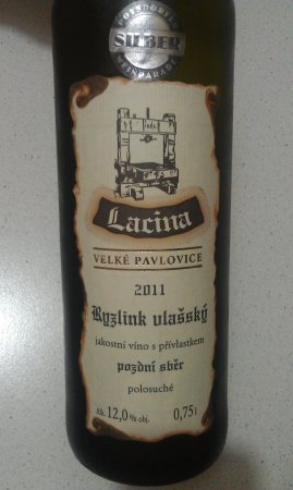 Fľaša vína Ryzlink Vlašský 2011, pozdný sber (polosuché)