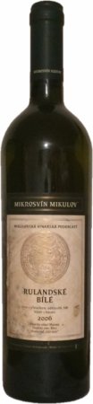 Fľaša vína Rulandské bílé (Liščí vrch) 2006, výber z hrozna (polosuché)