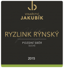 Ryzlink rýnský 2015, zemské víno Ryzlink rýnský 2015, zemské víno